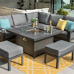 Small Image of Hartman Aurora Square Corner Sofa Set with Fire Pit Table and Benches  - Xerix/Zenith