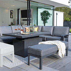 Small Image of Hartman Aurora Rectangular Corner Sofa Set with Adjustable Table - Matt Xerix/Zenith