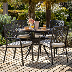 Image of Hartman Avebury 4 Seat Dining Set in Bronze / Oatmeal - No Parasol