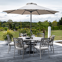 Image of Hartman Avebury 6 Seat Round Ceramic Table Dining Set in Crimini / Moon