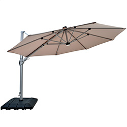 Image of Hartman Caribbean Round Cantilever Parasol with Solar Powered Lights - Natural