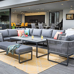 Small Image of Hartman Dubai Rectangular Corner Platform Sofa Set in Xerix/ Slate