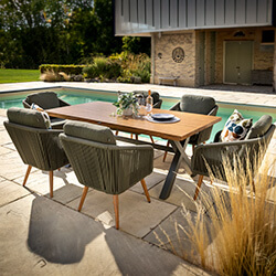 Image of Hartman Eden 6 Seat Rectangular Dining Set in Moss / Juniper