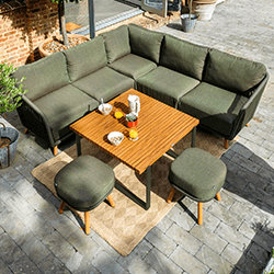 Extra image of Hartman Eden Square Corner Sofa Set - Moss/Juniper Rope/Acacia Wood