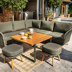 Image of Hartman Eden Square Corner Sofa Set - Moss/Juniper Rope/Acacia Wood