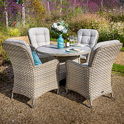 Image of Hartman Eton Tuscan 4 Seat Round Dining Set in Beech/Oatmeal - NO PARASOL