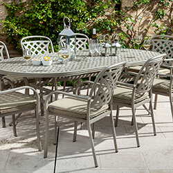 Small Image of Hartman Berkeley 8 Seat Oval Dining Set in Maize / Wheatgrass - NO PARASOL