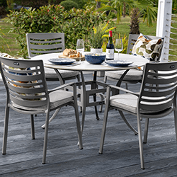 Image of Hartman Lyra 4 Seater Dining Set in Crimini / Moon - No Parasol