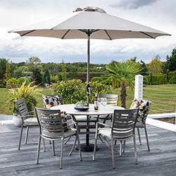 Image of Hartman Lyra 6 Seater Dining Set in Crimini / Moon