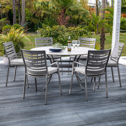 Image of Hartman Lyra 6 Seater Dining Set in Crimini / Moon - No Parasol