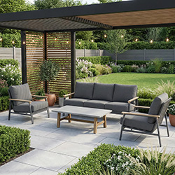Image of Supremo Polperro Deluxe Lounge Set with Rectangular Coffee Table in Charcoal