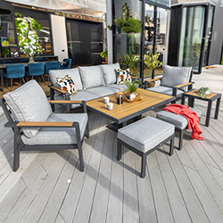 Image of Hartman Sonas 3 Seat Sofa Lounge Set with Gas Pump Adjustable Table in Matt Xerix / Haze