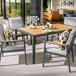 Image of Hartman Sonas 6 Seat Rectangular Dining Set in Matt Xerix / Haze