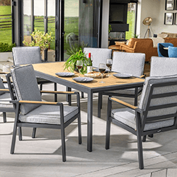 Image of Hartman Sonas 8 Seat Rectangular Dining Set in Matt Xerix / Haze