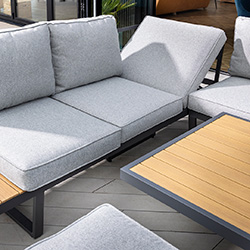 Extra image of Hartman Sonas Rectangular Platform Corner Sofa Set with Gas Pump Adjustable Table in Matt Xerix / Haze