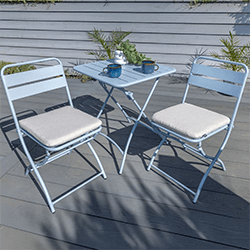 Extra image of Hartman Urban Folding Bistro Set in Duck Egg Blue / Ivory