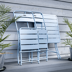 Extra image of Hartman Urban Folding Bistro Set in Duck Egg Blue / Ivory