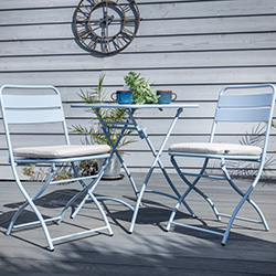 Image of Hartman Urban Folding Bistro Set in Duck Egg Blue / Ivory