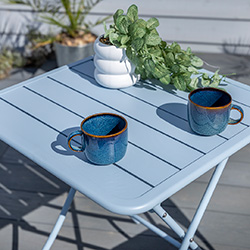 Extra image of Hartman Urban Folding Bistro Set in Duck Egg Blue / Ivory