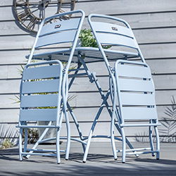 Extra image of Hartman Urban Folding Bistro Set in Duck Egg Blue / Ivory
