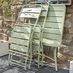 Extra image of Hartman Urban Folding Bistro Set in Sage / Ivory