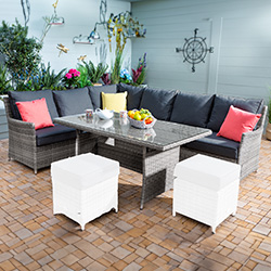 Image of Hartman Westbury Rectangular Corner Sofa Set in Ash / Slate- No Stools