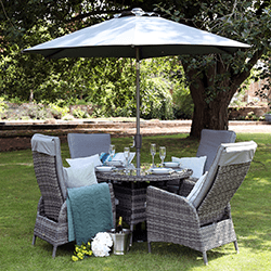 Image of Supremo Tivoli Reclining 4 Seat Round Dining Set in Lead Grey
