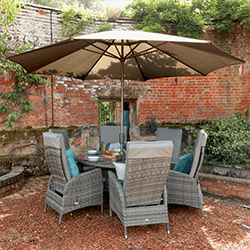 Image of Supremo Tivoli Reclining 6 Seat Round Dining Set in Lead Grey