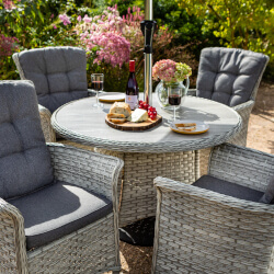 Small Image of Hartman Heritage Tuscan 4 Seater Dining Set in Ash / Slate - NO PARASOL