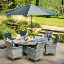 Small Image of Hartman Heritage Tuscan 6 Seater Elliptical Dining Set in Ash / Slate - NO PARASOL
