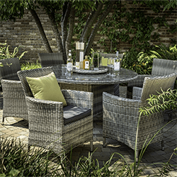 Small Image of Hartman Westbury 6 Seater Round Set with Lazy Susan in Ash/ Slate - NO PARASOL
