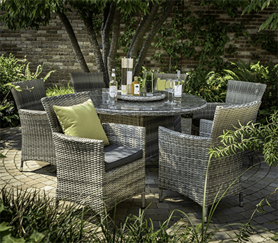 Image of Hartman Westbury 6 Seater Round Set with Lazy Susan in Ash/ Slate - NO PARASOL