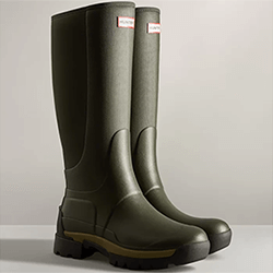 Extra image of Hunter Balmoral Hybrid Tall Wellington Boots - Olive - UK 12