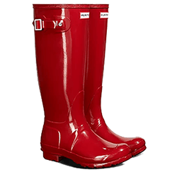 Extra image of Hunter Original Women's Tall Gloss Wellington Boots - Red - UK 7
