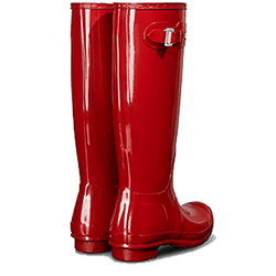 Extra image of Hunter Original Women's Tall Gloss Wellington Boots - Red
