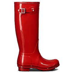 Small Image of Hunter Original Women's Tall Gloss Wellington Boots - Red - UK 4