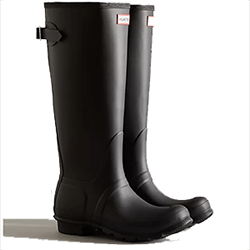 Extra image of Hunter Women's Tall Back Adjustable Wellington Boots - Black