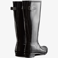 Extra image of Women's Original Tall Adjustable Gloss Wellington Boot in Black 5