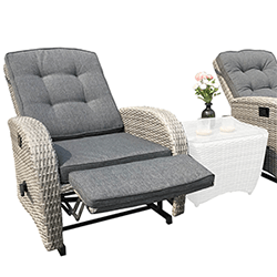 Extra image of EX DISPLAY / COLLECTION ONLY Bellevue Rattan Weave Recliner in Light Grey / Charcoal