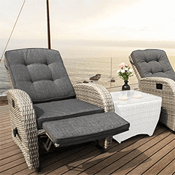 Extra image of EX DISPLAY / COLLECTION ONLY Bellevue Rattan Weave Recliner in Light Grey / Charcoal