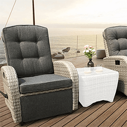 Image of EX DISPLAY / COLLECTION ONLY Bellevue Rattan Weave Recliner in Light Grey / Charcoal