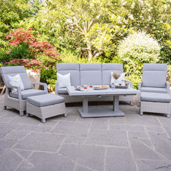 Extra image of Camilla Reclining Lounge Dining Set with Adjustable Table in Natural/Cappuccino