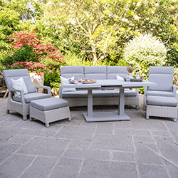 Extra image of Camilla Reclining Lounge Dining Set with Adjustable Table in Natural/Cappuccino