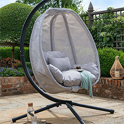 Small Image of Eleanor Textilene Folding Egg Chair in Grey