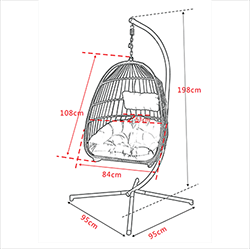 Extra image of Holly Single Folding Hanging Egg Chair Cocoon in Grey