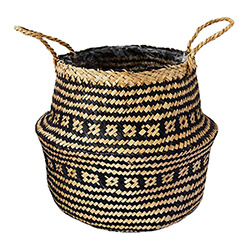 Small Image of Seagrass Tribal Black Medium 35cm Lined Basket Planter