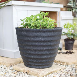 Extra image of Kelkay Plant Avenue Stone Collection Small Hudson Pot in Black