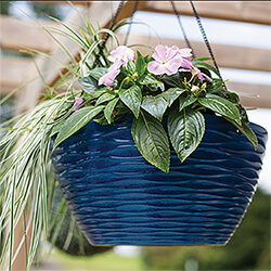 Small Image of Kelkay Plant Avenue Windermere Hanging Basket in Blue