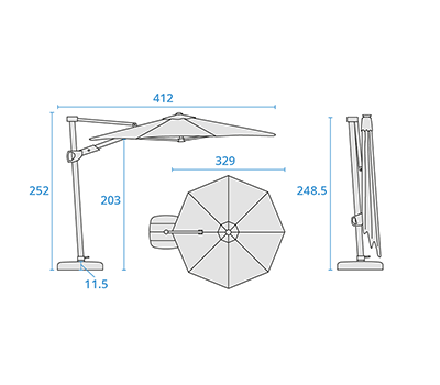 Parasol dimensions image