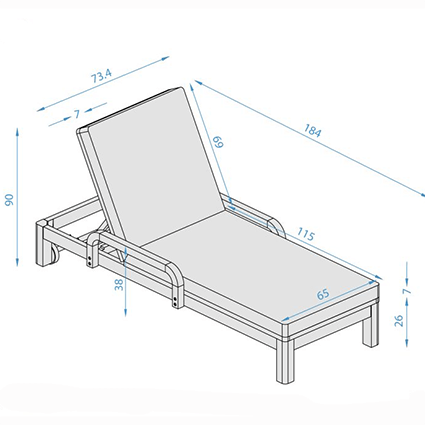 Sunlounger dimensions image